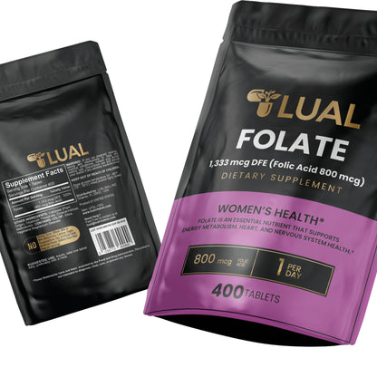 Envase suplementación folato LUAL calidad y pureza