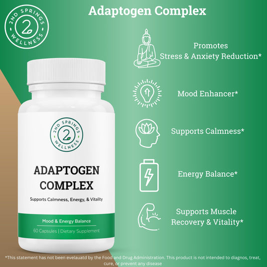 Envase suplemento 2nd Springs adaptógeno y vitaminas D3+K2