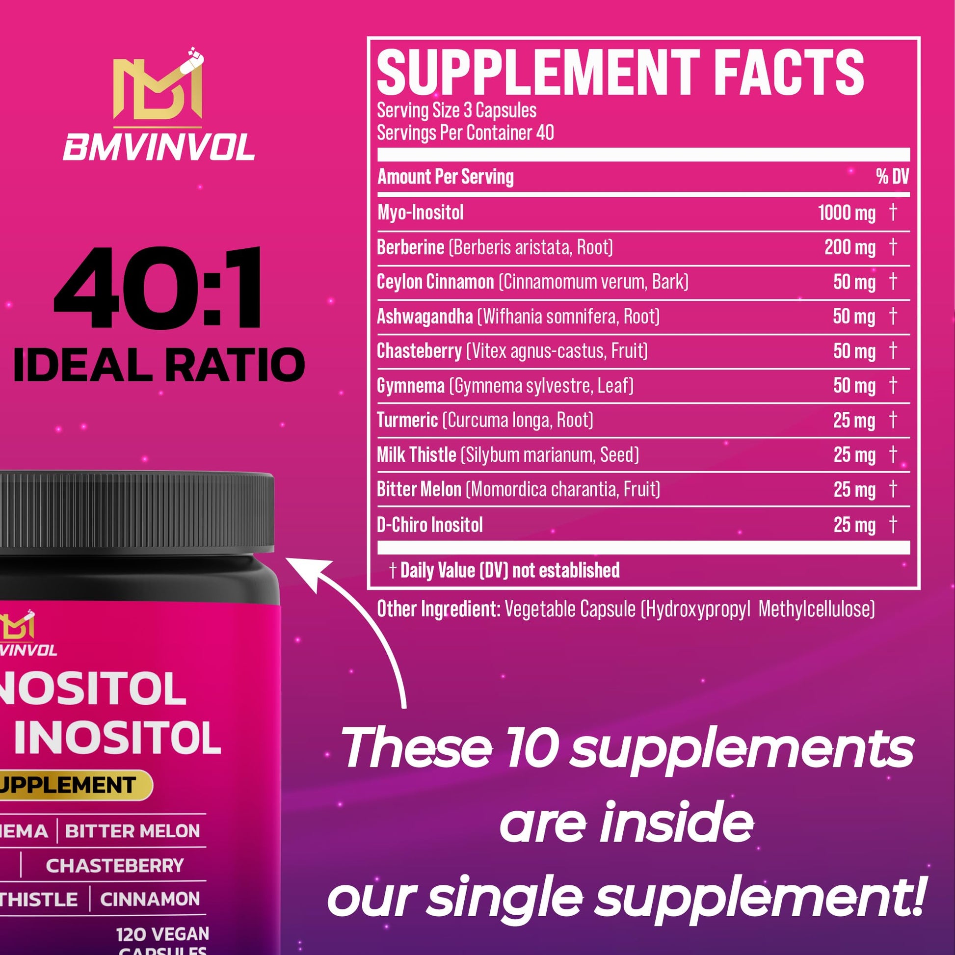 Envase suplemento BMVINVOL inositol 120 cápsulas