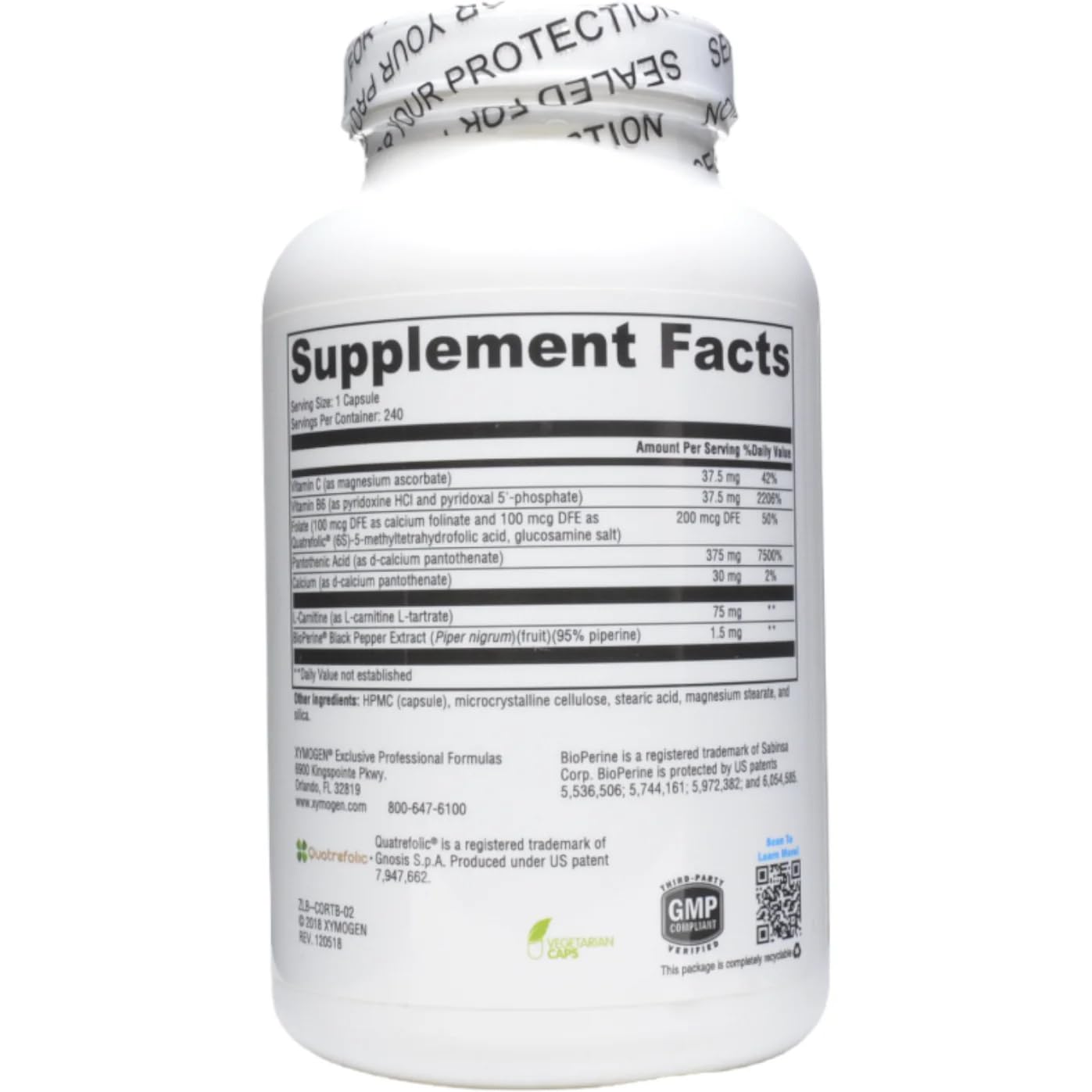 Envase suplemento Corticare B con ingredientes naturales y bioactivos