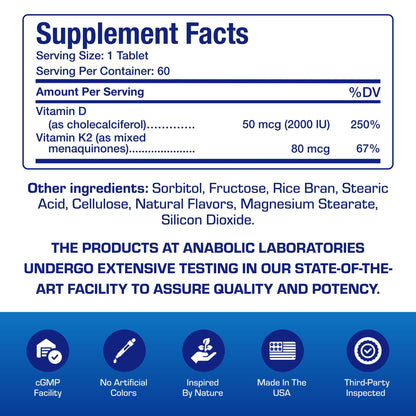 Envase suplemento D3 y K2 masticable Anabolic Laboratories