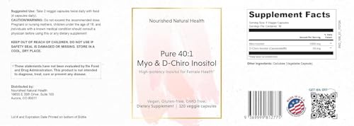 Envase suplemento inositol Nourished Natural Health 240 caps