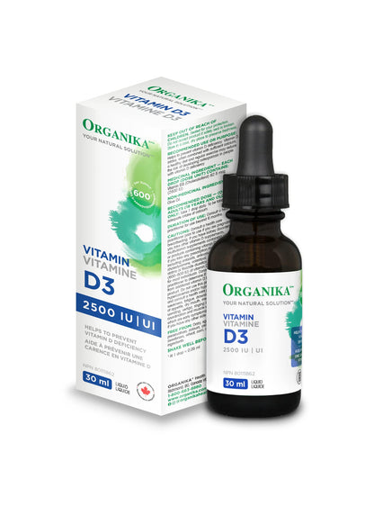 Envase del suplemento líquido vitamina D3 Organika