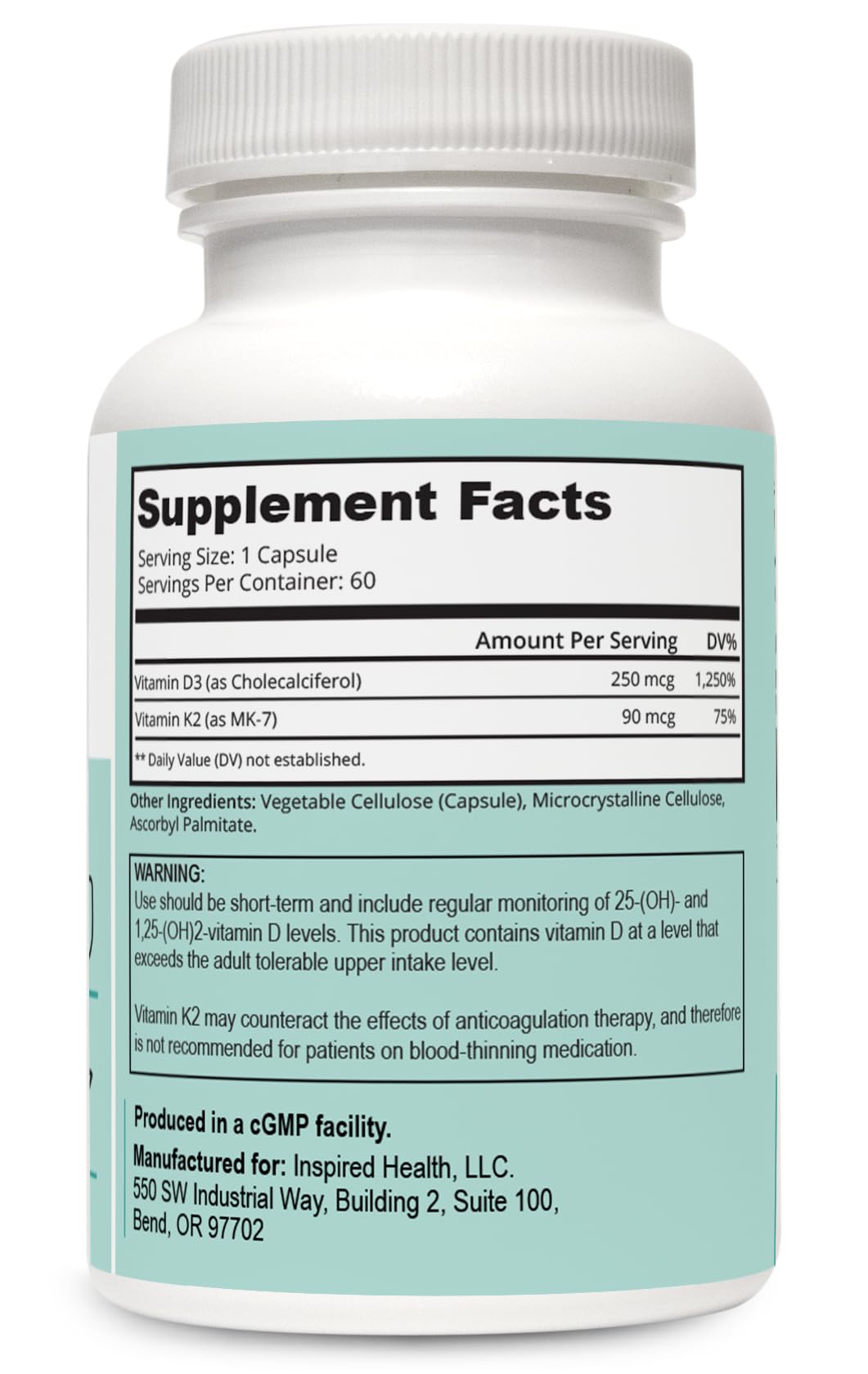 Envase suplemento LUMINspired HEALTH Vitamina D3 K2