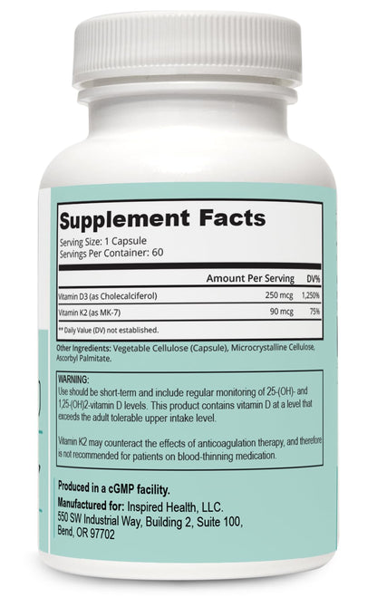 Envase suplemento LUMINspired HEALTH Vitamina D3 K2