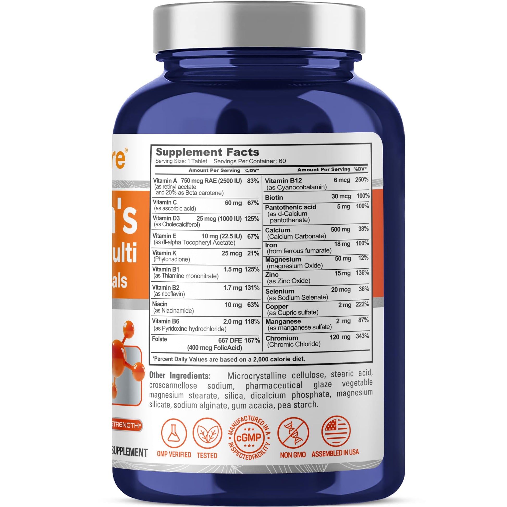 Envase de suplemento dietético multivitaminas y minerales para mujer