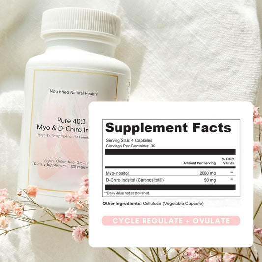 Envase de suplemento Nourished inositol 40:1