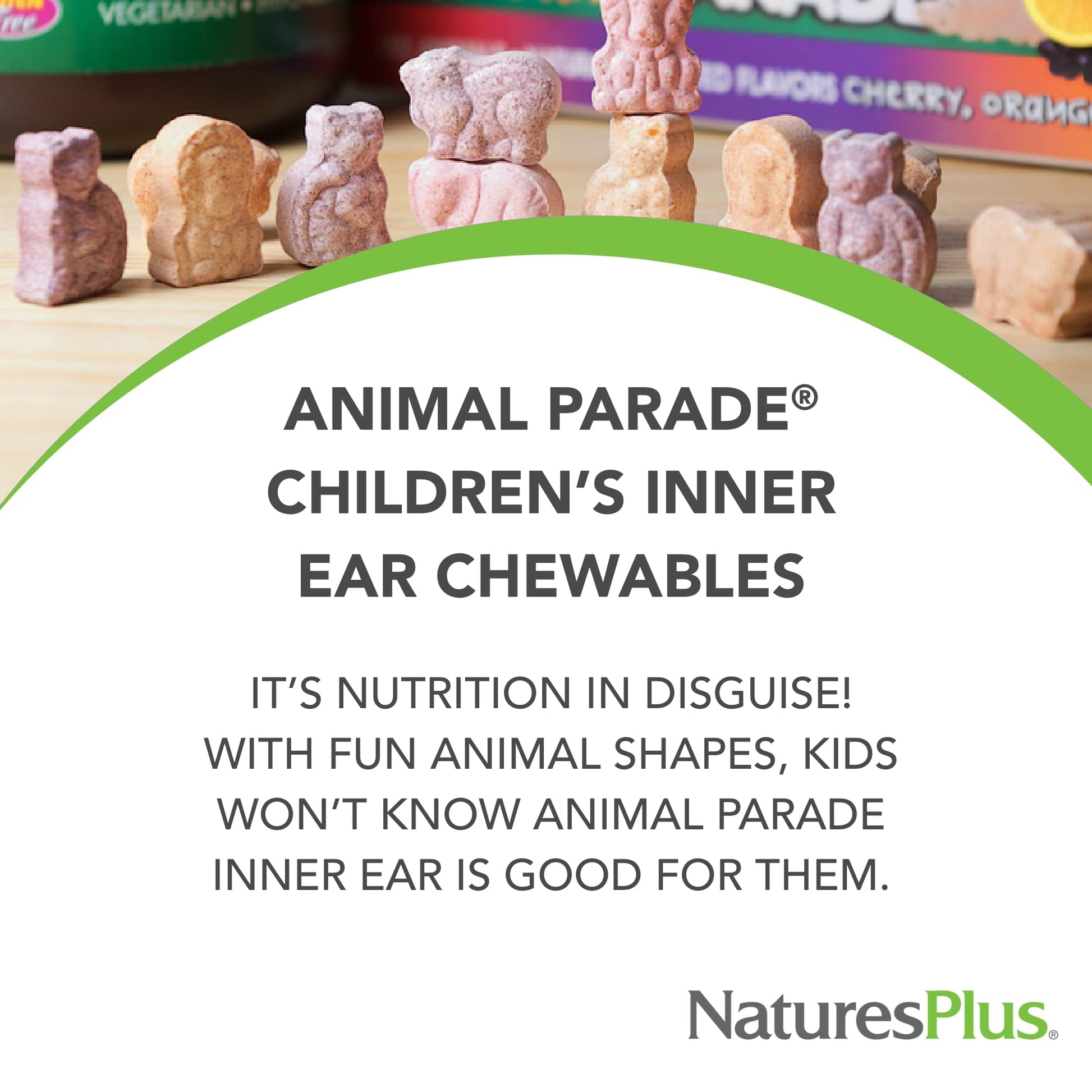 Envase suplemento probiótico Animal Parade apoyo oído niños