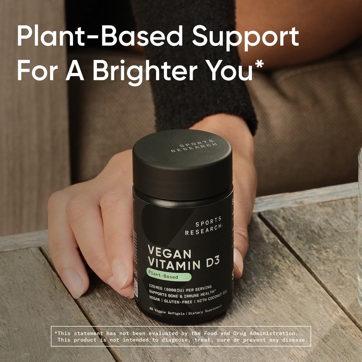 Envase suplemento Sports Research vitamina d3 vegana 60 softgels