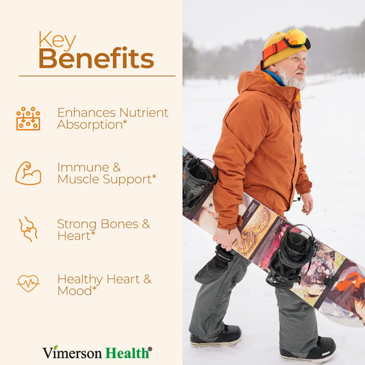 Envase de suplemento Vimerson Health D3 K2 calcio con Bioperine