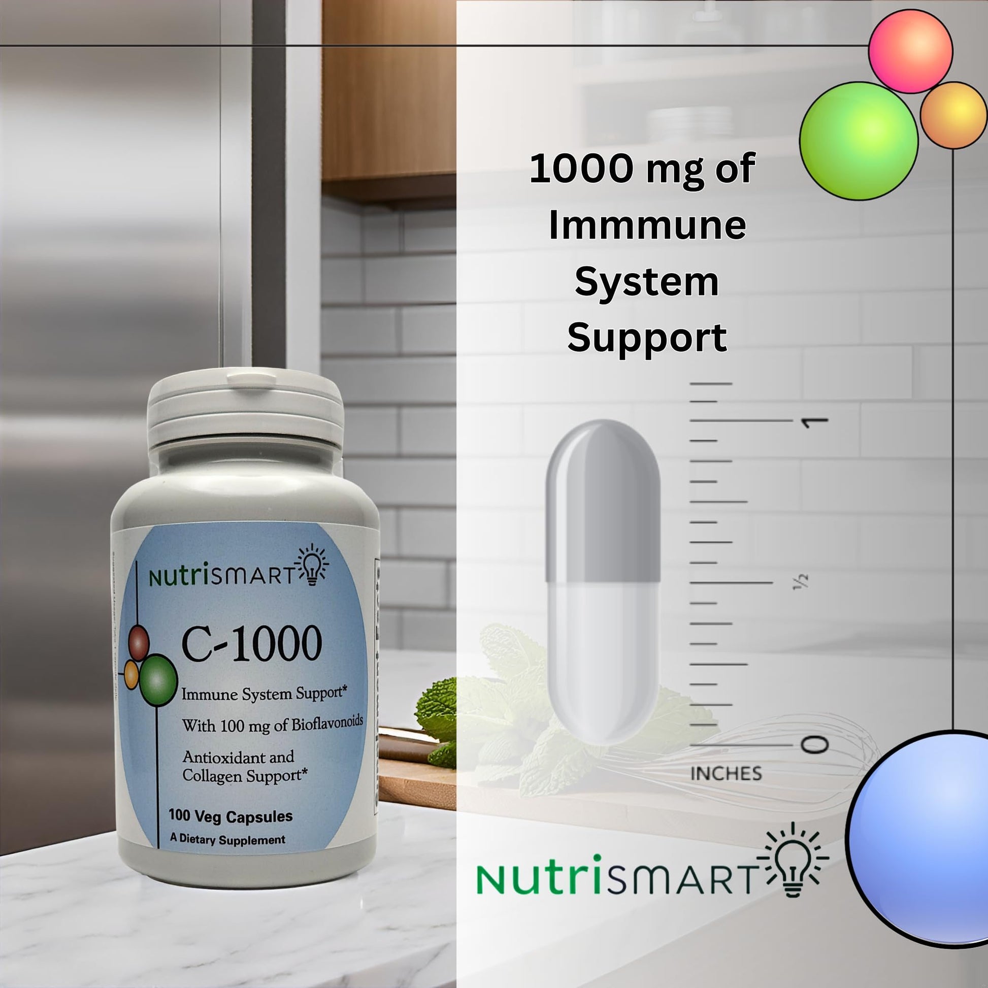 Envase suplemento vitamina c 1000mg antioxidante y colágeno