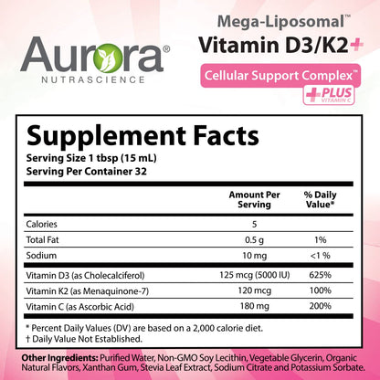 Envase suplemento vitamina c y d3 k2 Aurora Nutrascience