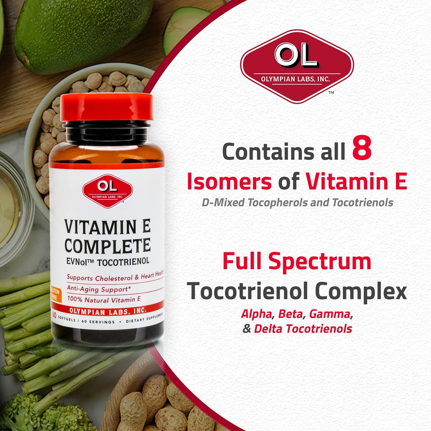 Envase suplemento vitamina e completa tocomin Olympian Labs