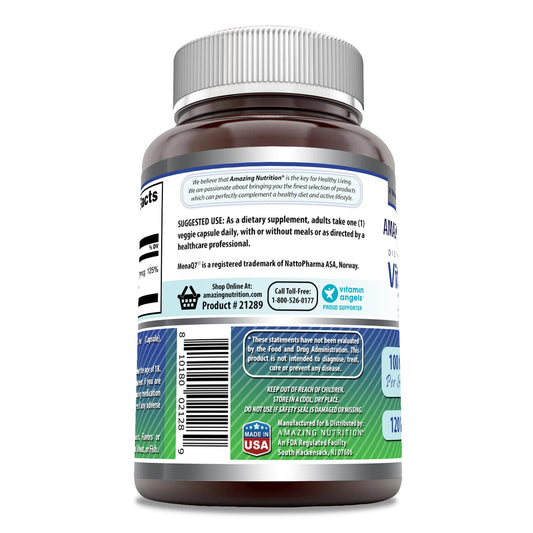 Frontal envase suplemento vitamina K2 Amazing Formulas sin gluten