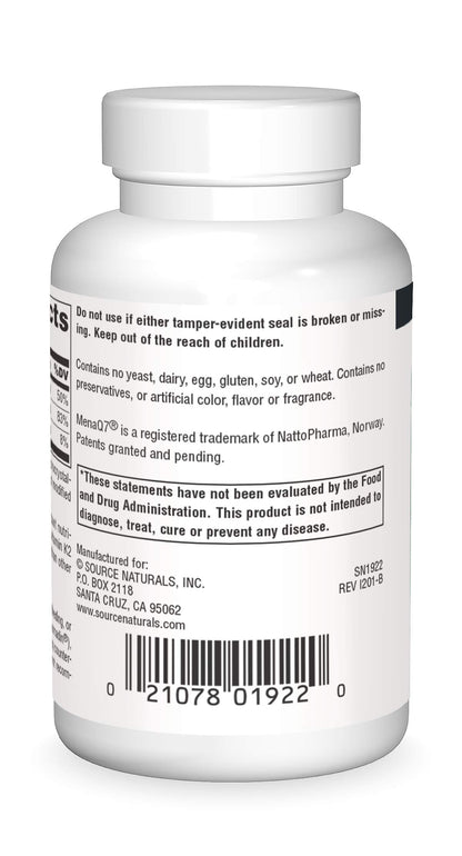 Envase suplemento Vitamina K2 y D3 Source Naturals