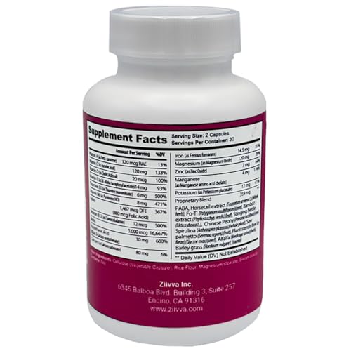 Envase suplemento Ziivva vitaminas para cabello mujer