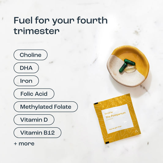 Envase The Postpartum vitaminas para cuarto trimestre