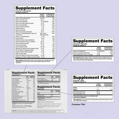 Envase Theralogix vitaminas prenatales certificado NSF 91 días