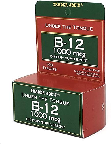 Envase Trader Joe's vitamina B-12 sublingual para energía y nutrición