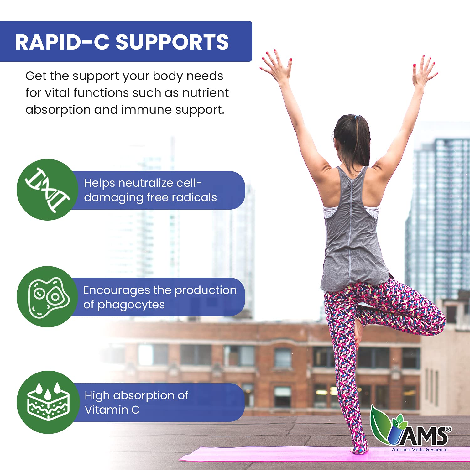Envase trás America Medic & Science Rapid-C vitamina c
