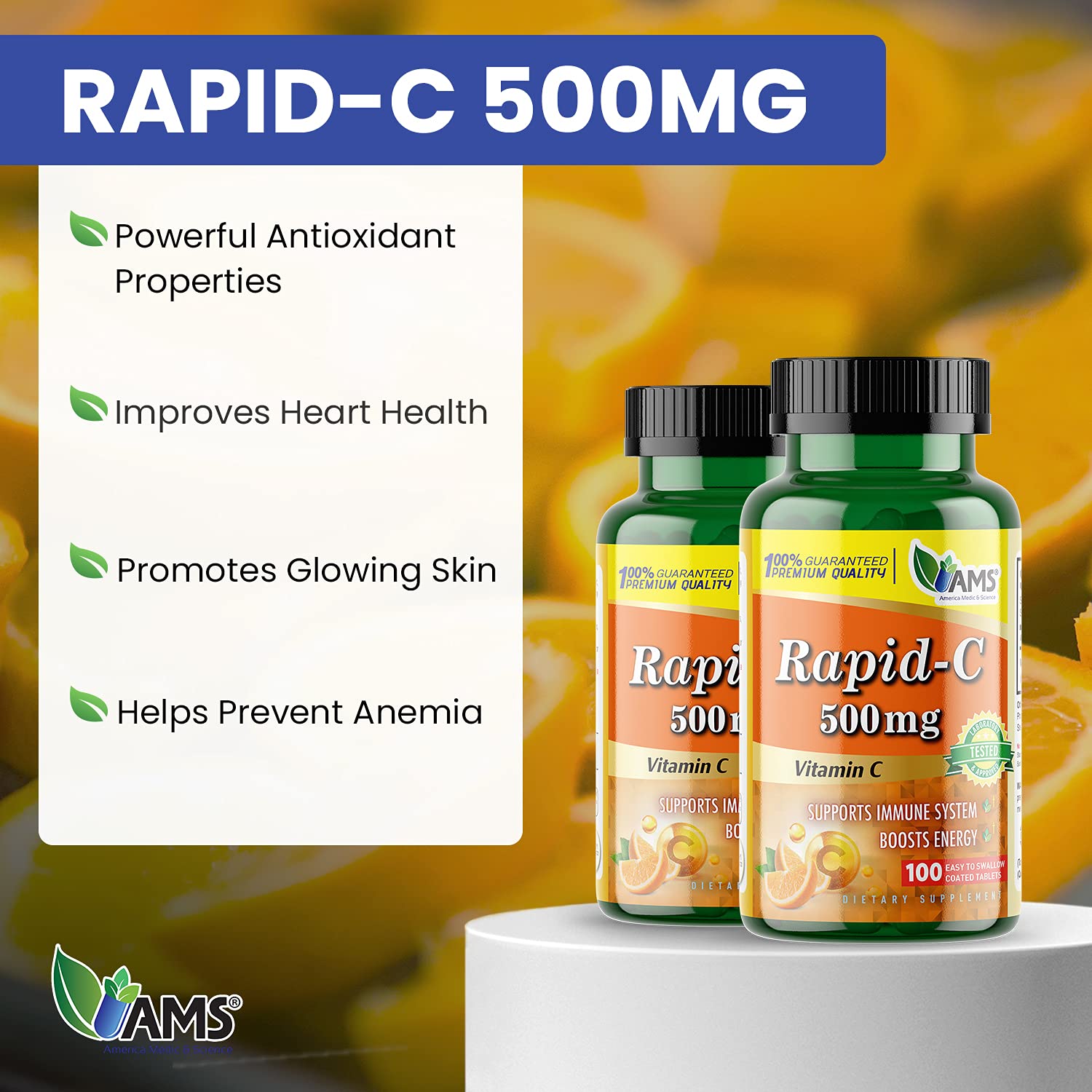Envase USA Rapid-C vitamina c suplemento antioxidante