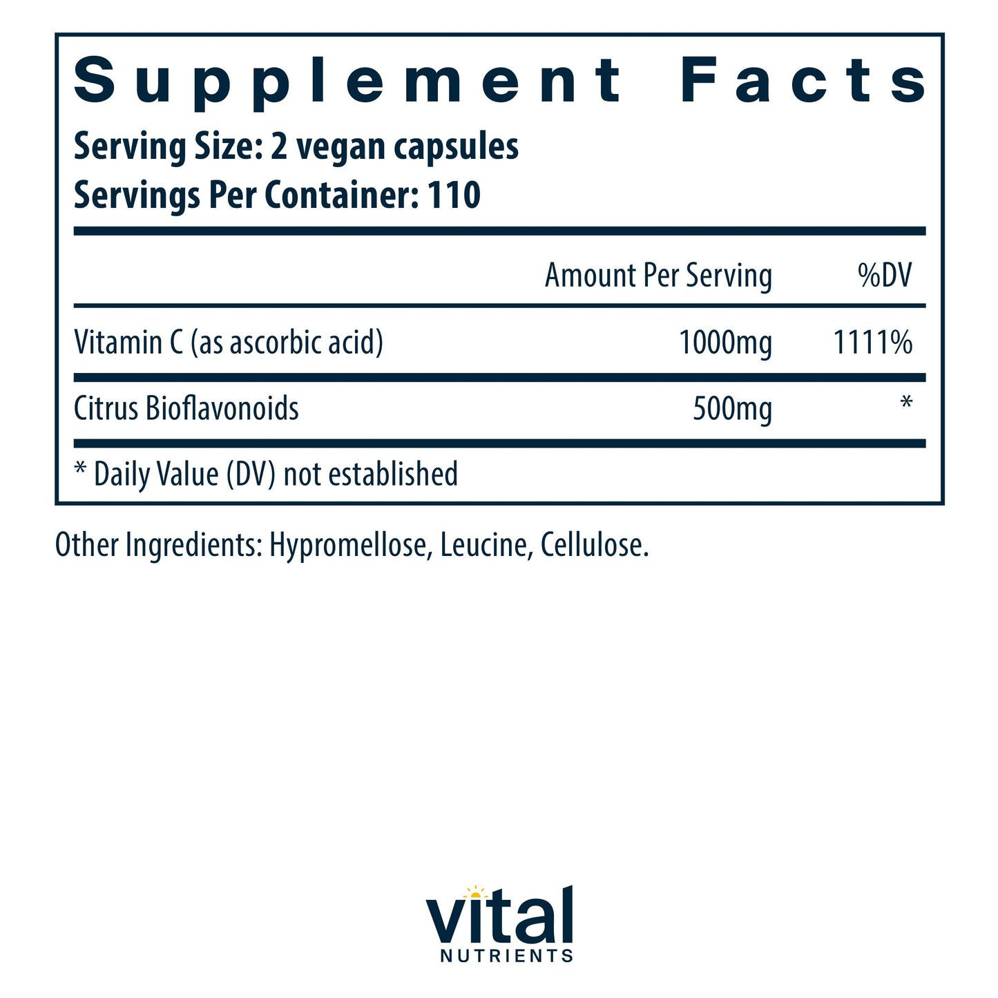Envase Vital Nutrients Vitamina C y antioxidantes 220 cápsulas