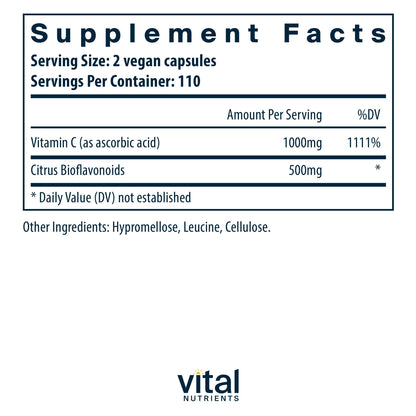 Envase Vital Nutrients Vitamina C y antioxidantes 220 cápsulas