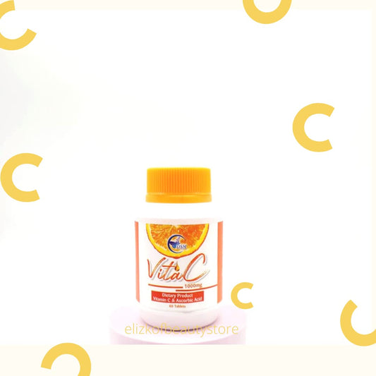 Envase Vitamina C Elizkof vista lateral naranja sabor