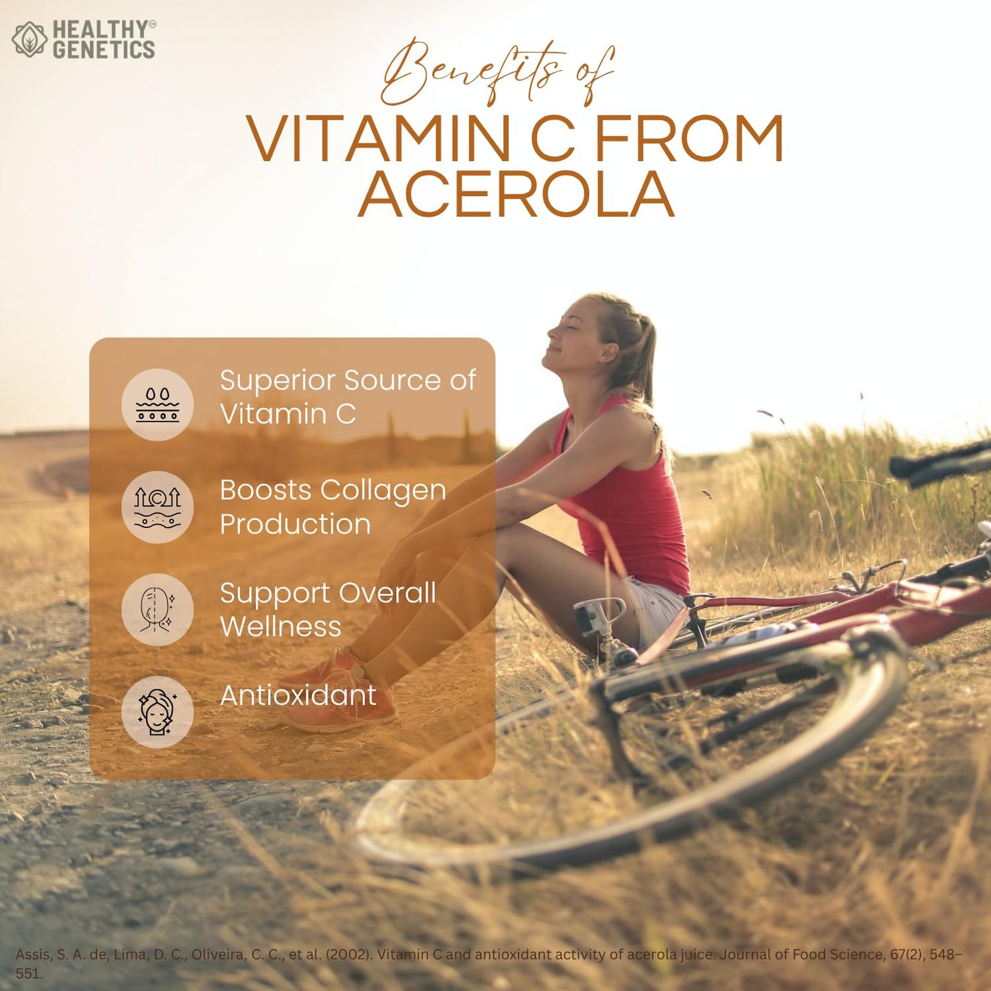 Envase de Vitamina C Healthy Genetics para niños y adultos
