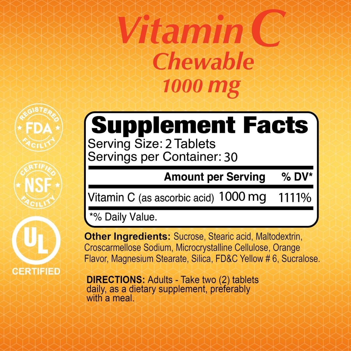 Envase vitamina c masticable 60 tabletas alfa vitamins antioxidante