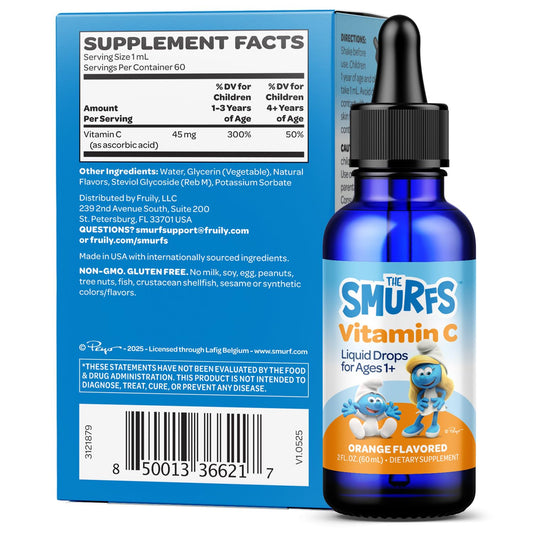 Envase de vitamina C para niños Smurfs 2 Fl Oz con 60 porciones