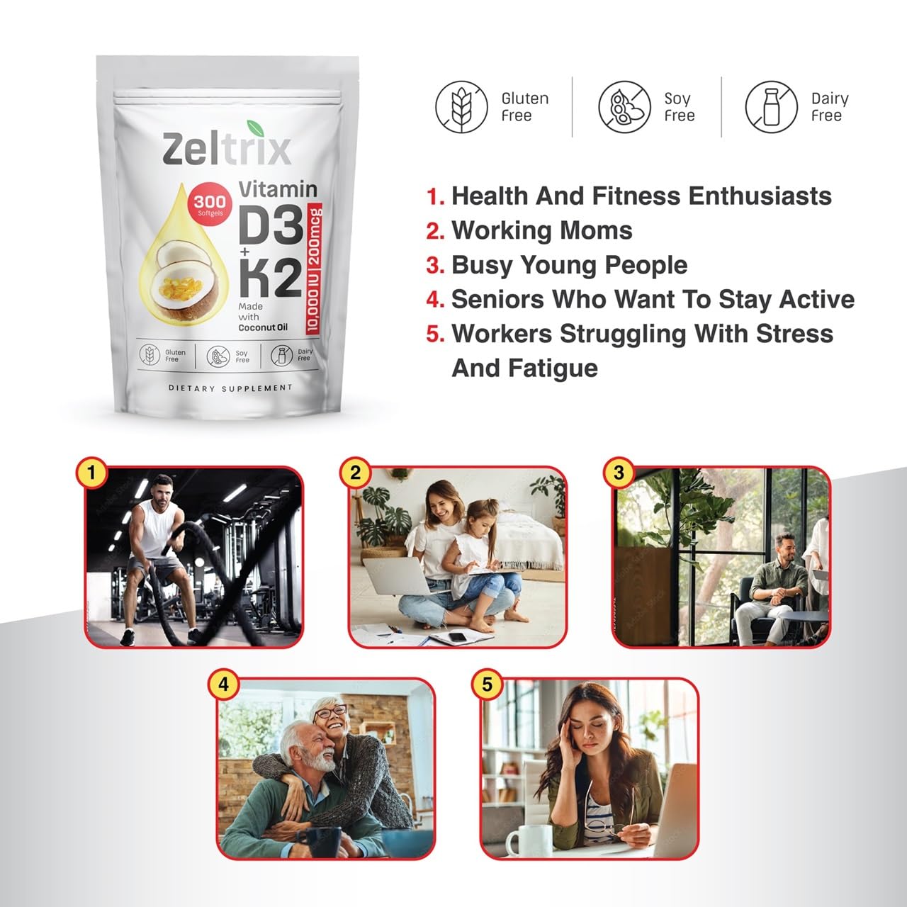 Envase cápsulas vitamina D3 K2 MK-7 para soporte óseo y cardiovascular