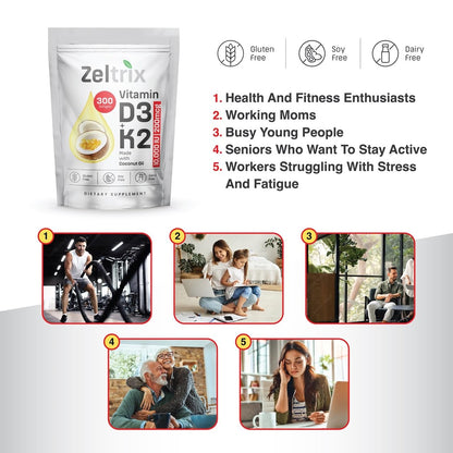 Envase cápsulas vitamina D3 K2 MK-7 para soporte óseo y cardiovascular
