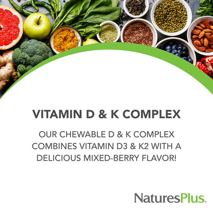 Envase vitaminas D y K Natures Plus sabor mora