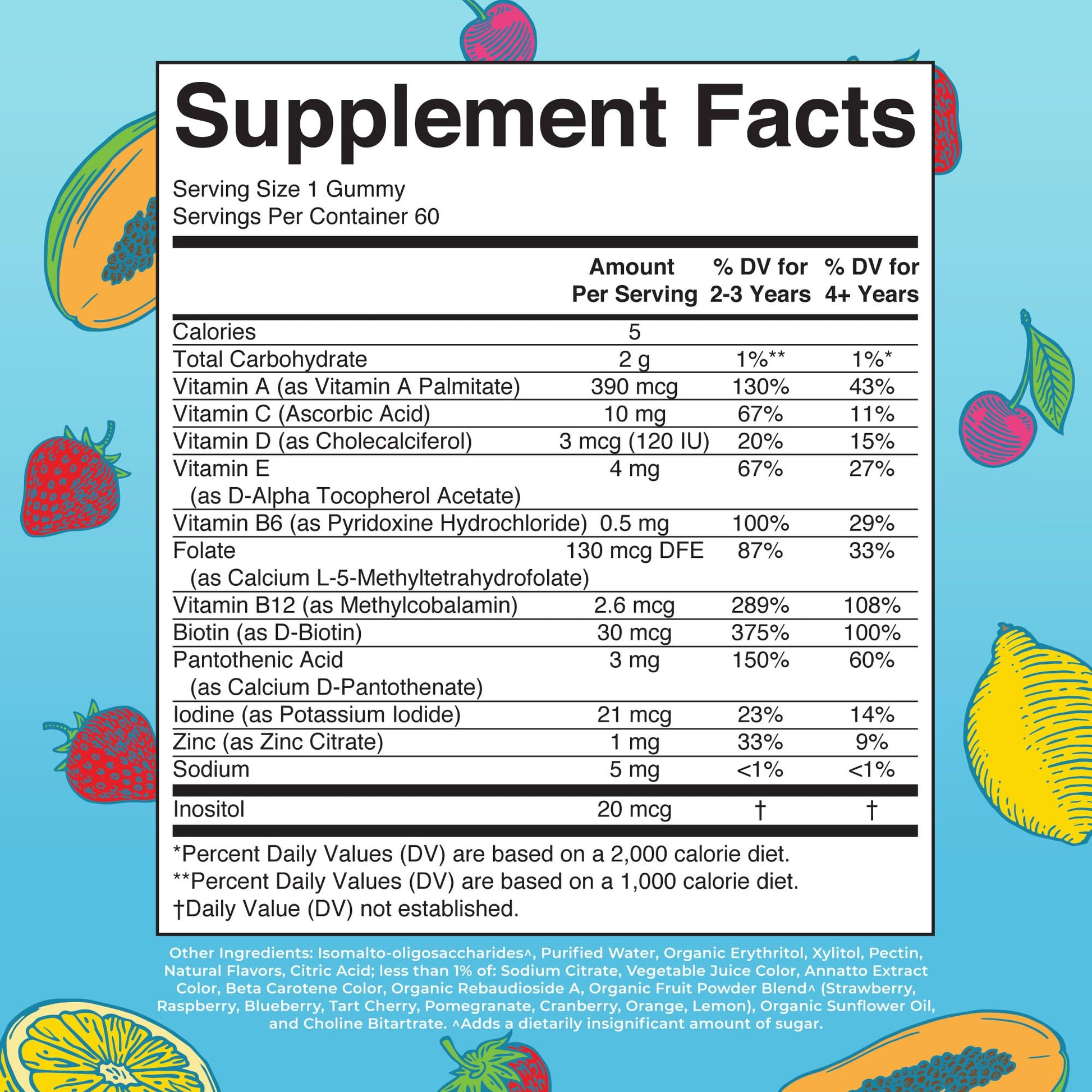 Envase de Vitaminas MaryRuth Organics para niños multivitamínicas