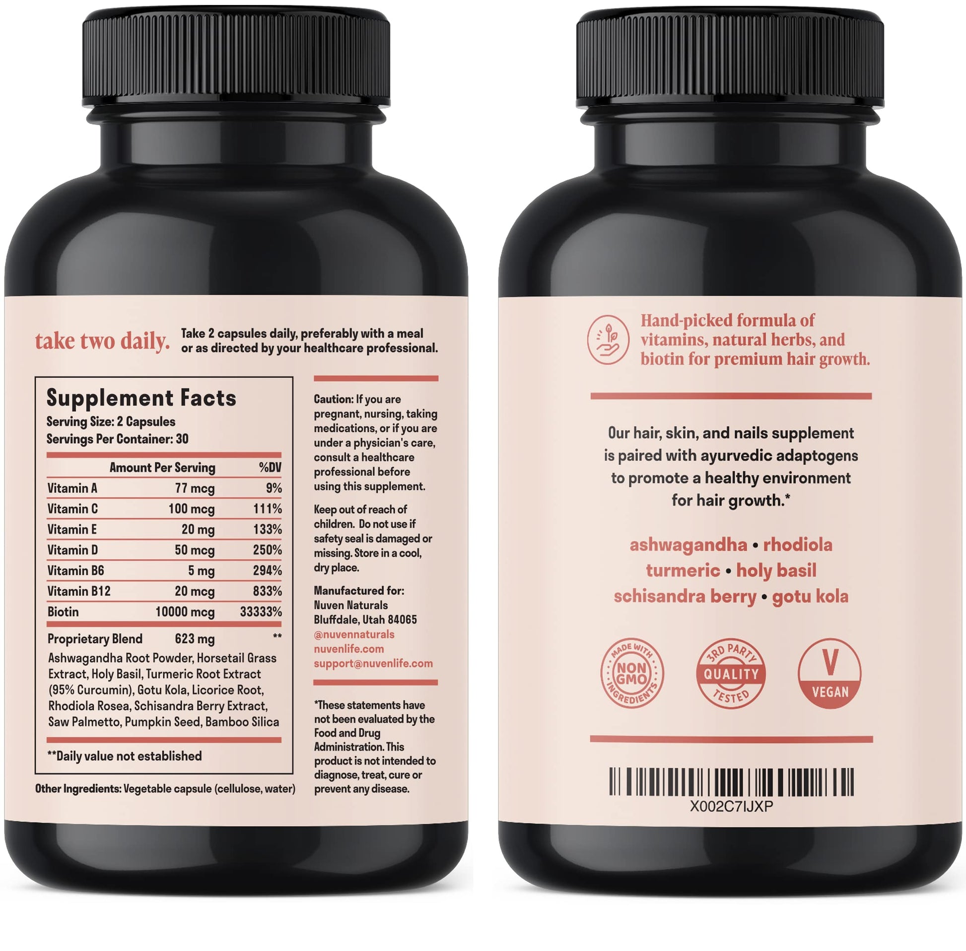 Envase vitaminas para cabello Nuven Naturals varias vistas
