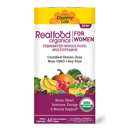 Envase de vitaminas Realfood Organics orgánicas para mujeres