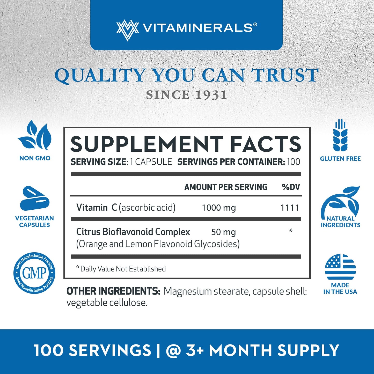 Envase Vitaminerals C-MAX vitamina C 1000mg 100 cápsulas vegetales
