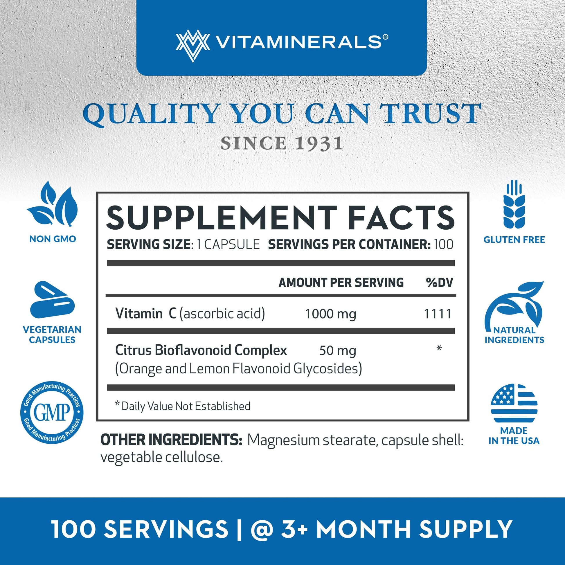 Envase Vitaminerals C-MAX vitamina C 1000mg 100 cápsulas vegetales