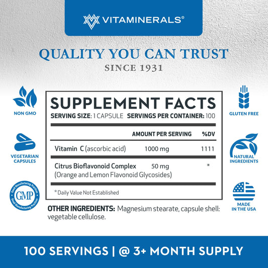 Envase Vitaminerals C-MAX vitamina C 1000mg 100 cápsulas vegetales