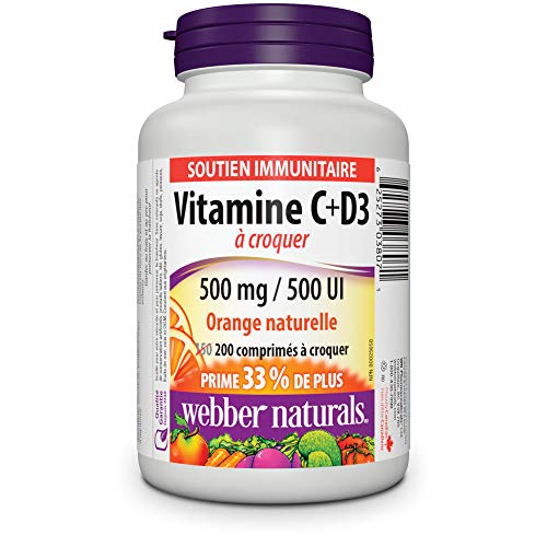 Envase Webber Naturals vitamina c y d3 masticable sabor naranja