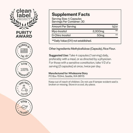 envase Wholesome Story Myo Inositol cápsulas para salud hormonal