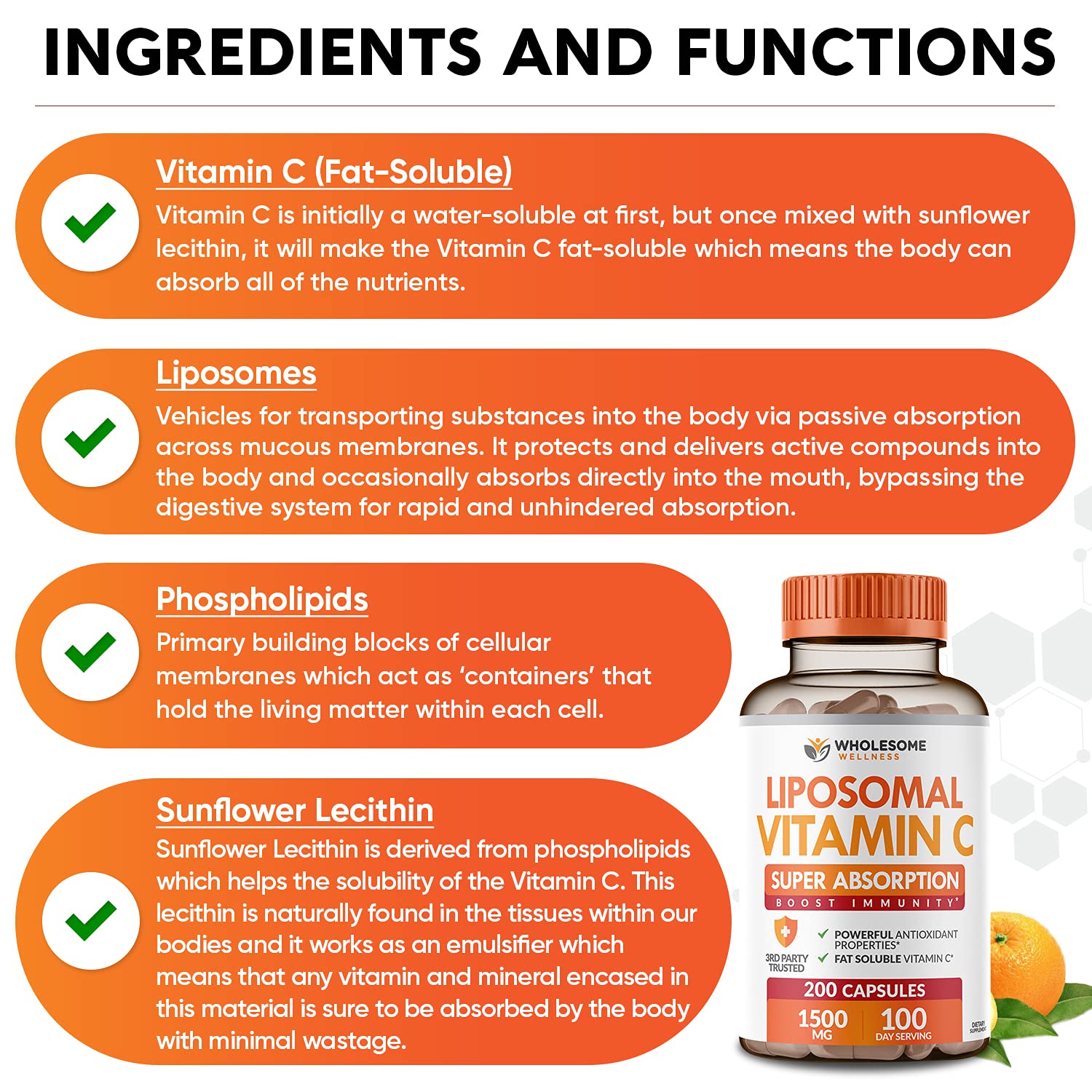 Envase Wholesome Wellness probióticos orgánicos y vit c
