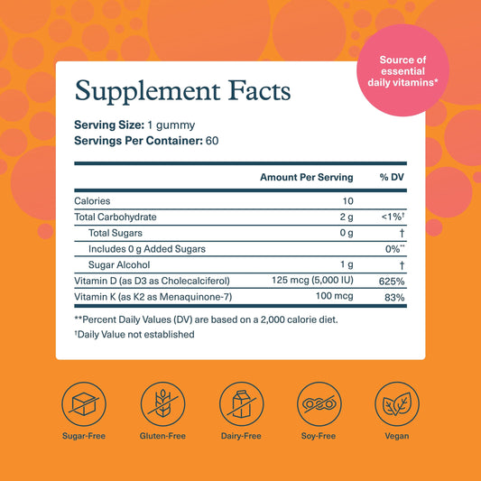 Envase Youtheory K2D3 suplemento vitaminas D3 y K2