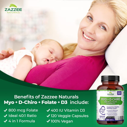 Envase Zazzee Myo-Inositol con relación óptima 40 a 1