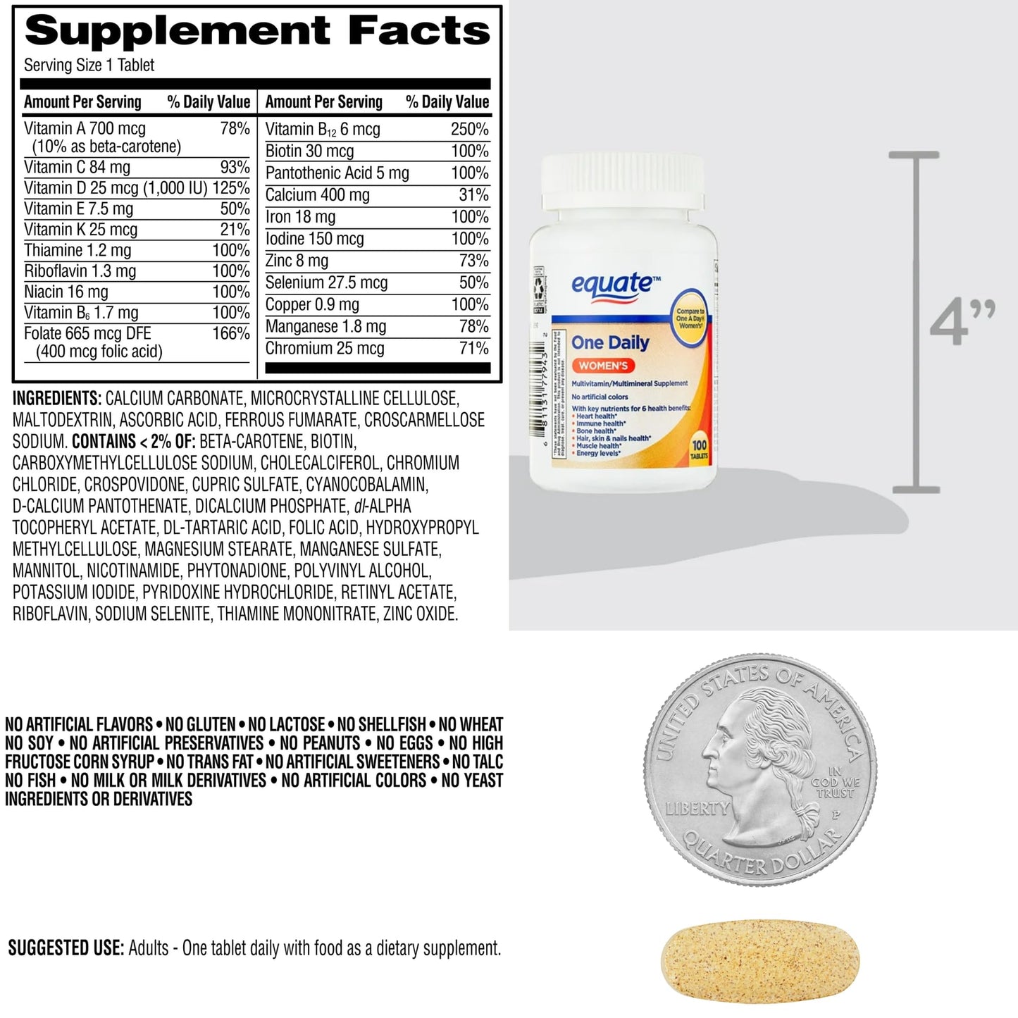 Equate vitaminas y minerales diarios para mujeres