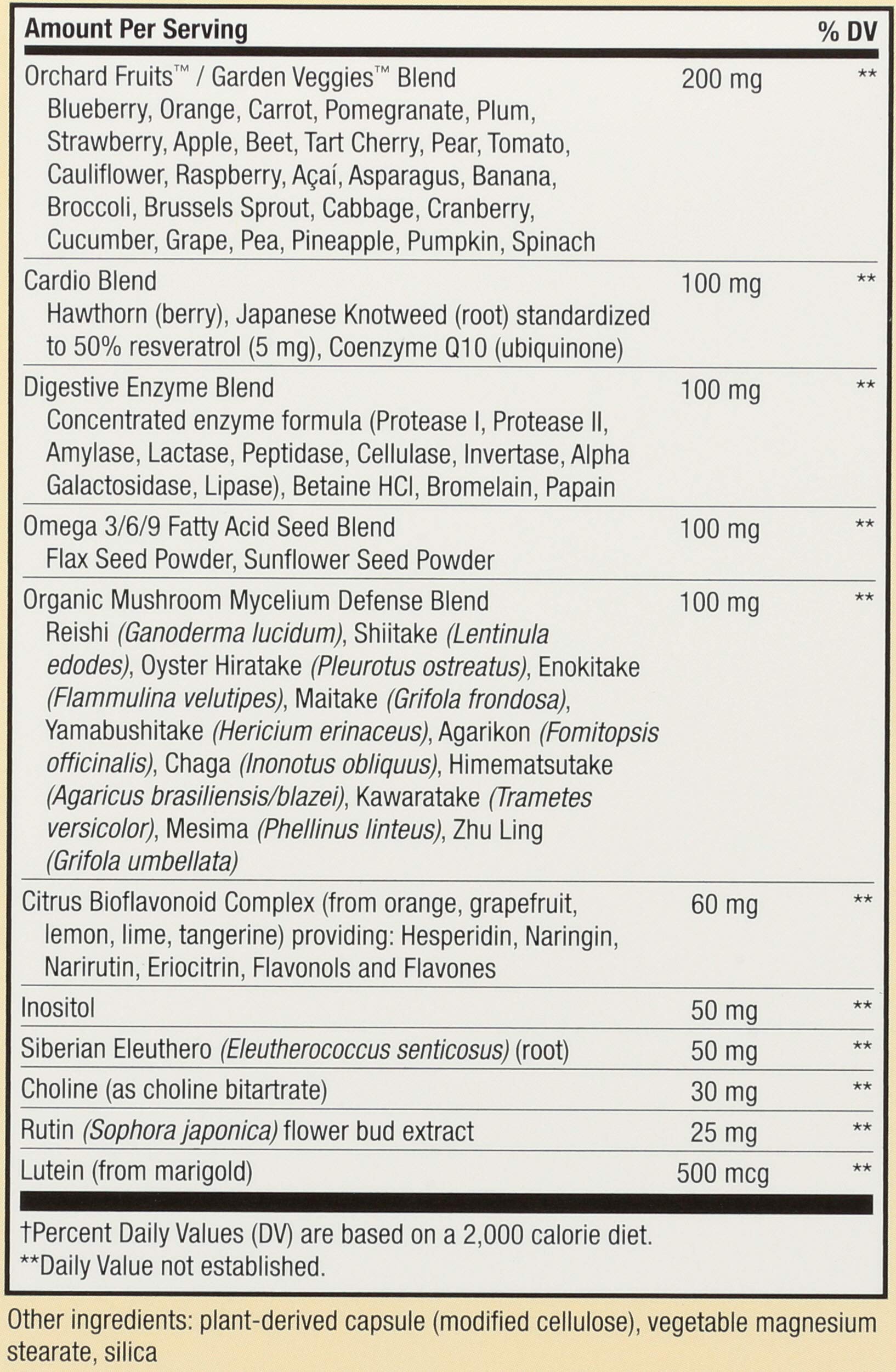Especificaciones en el empaque del multivitamínico Alive!