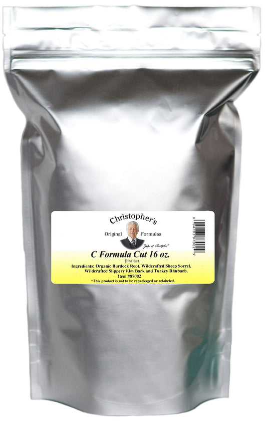 Essiac-C fórmula cortada 16 oz Christopher etiqueta frontal