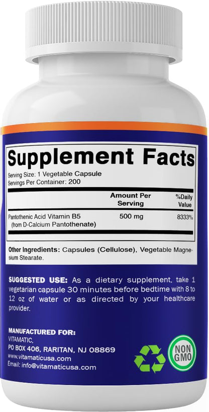 Etiqueta ácido pantoténico Vitamatic 500 mg