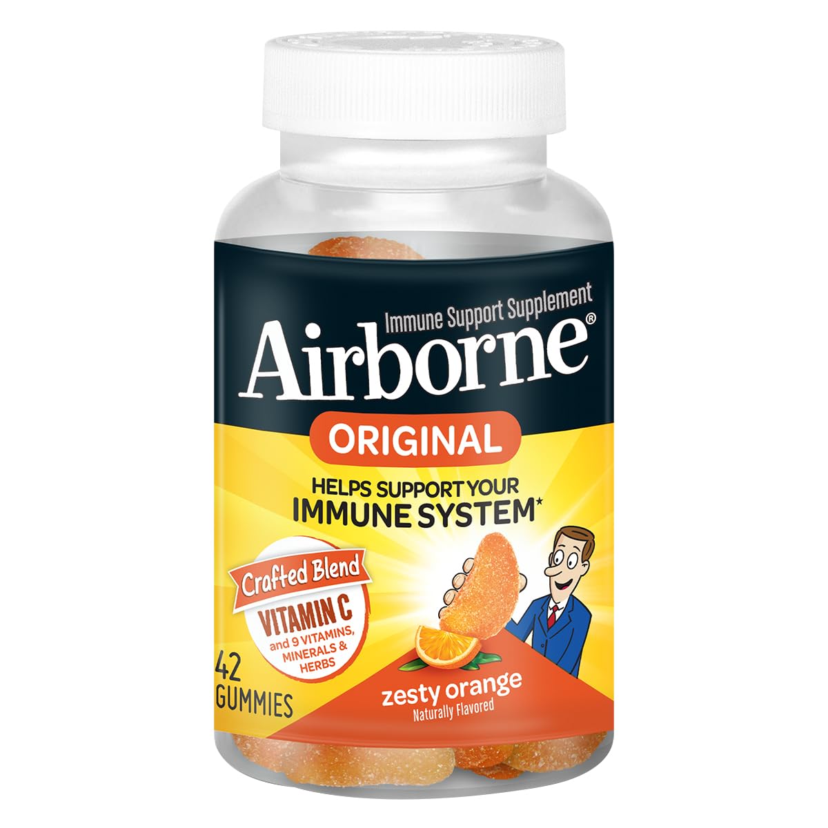 Etiqueta Airborne vitamina C gomitas 42 unidades naranja